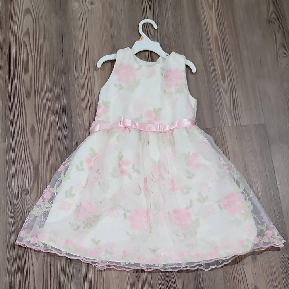 Rare Editions Pink and Cream Floral Dress